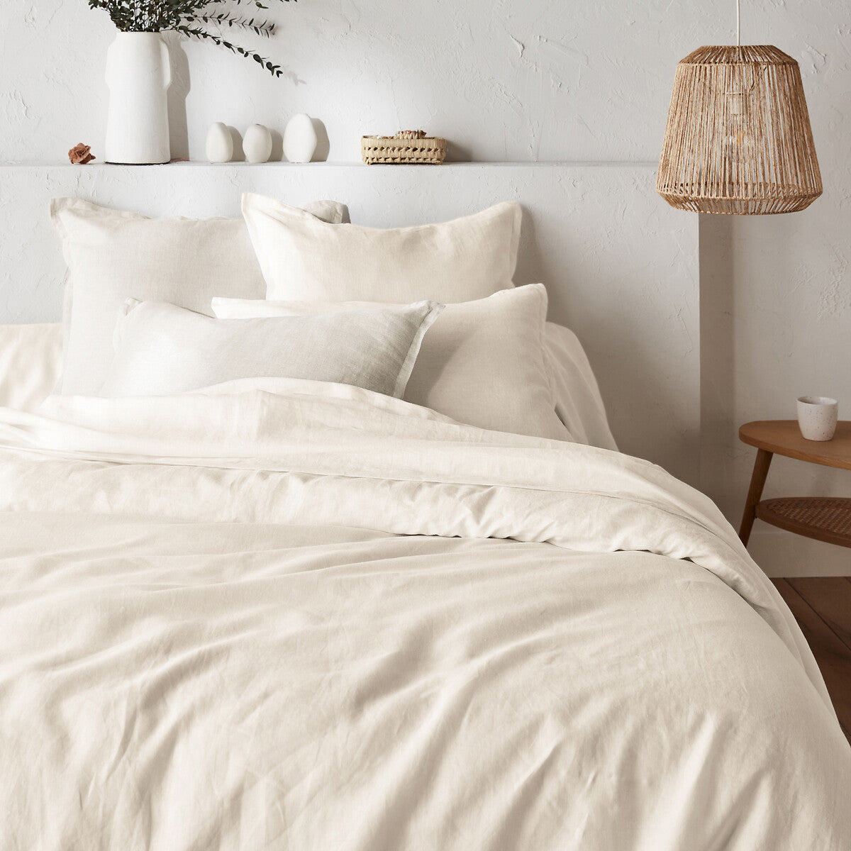 PARURE DE COUETTE 100% GAZE DE COTON COULEUR IVOIRE - MARQUES DISCOUNT