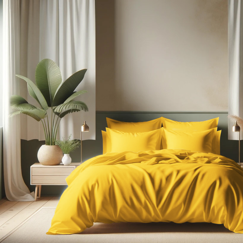 HOUSSE DE COUETTE 100% COTON -57 FILS JAUNE