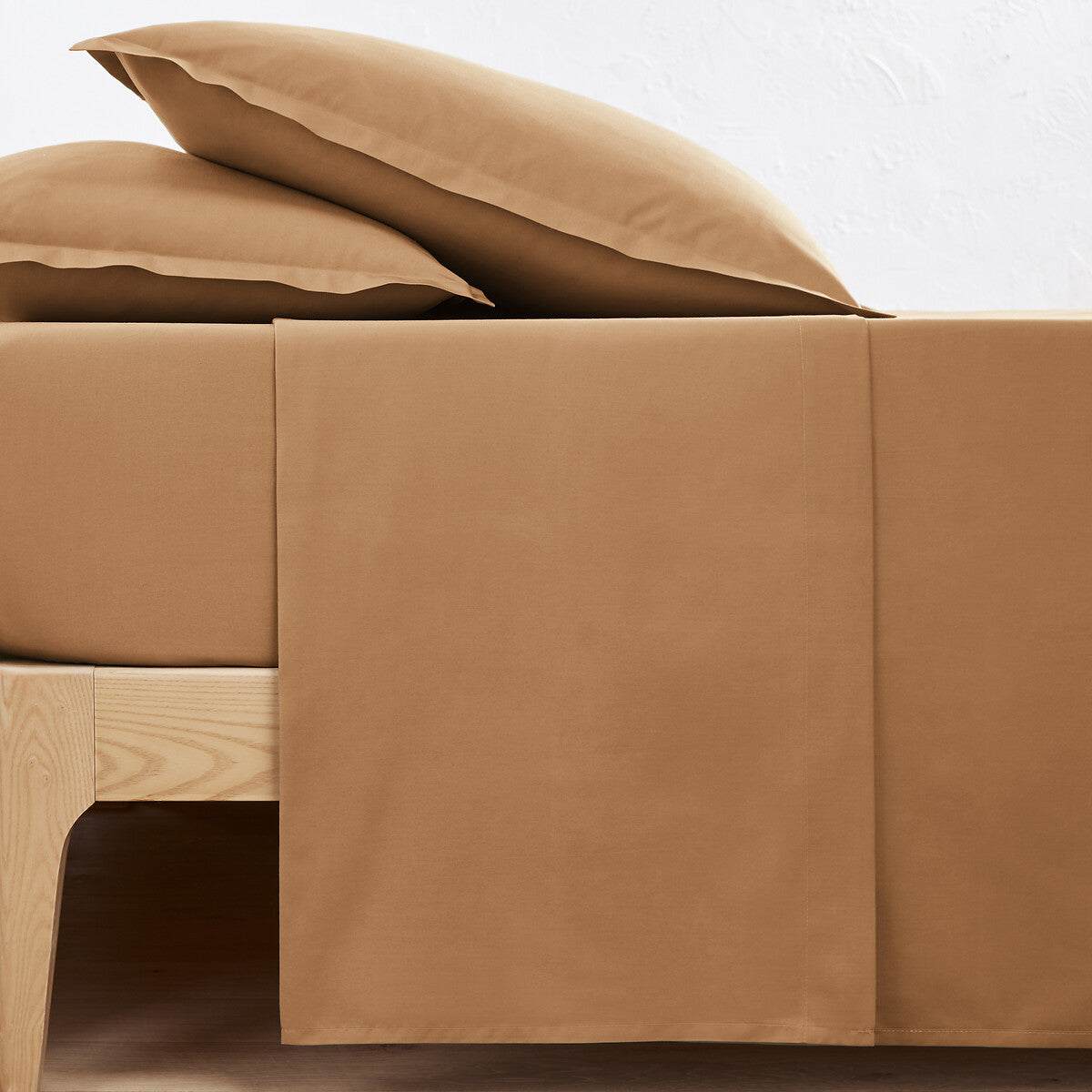 Drap plat 57 fils 100% Coton Marron Claire - MARQUES DISCOUNT