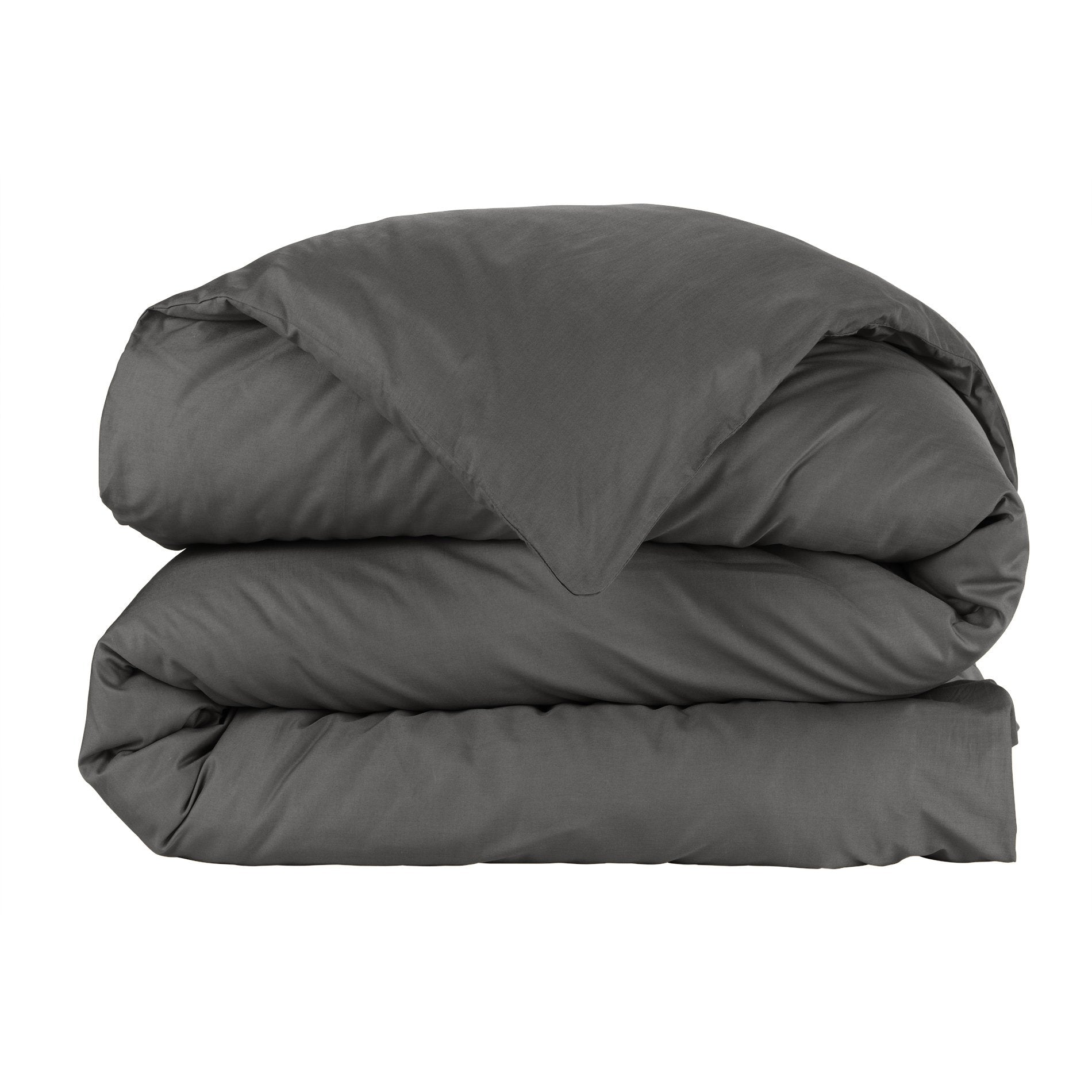 HOUSSE DE COUETTE 100% COTON -57 FILS Gris Foncé - MARQUES DISCOUNT